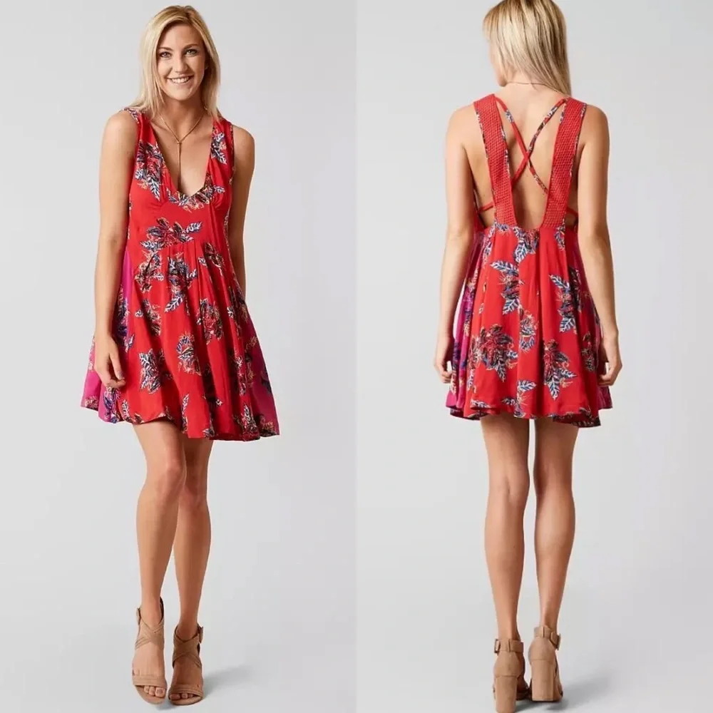 Free People Thought I Was Dreaming Dress in Red - Picture 16 of 16